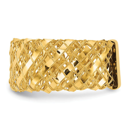 14K Gelbgold Poliert Geflochten Dehnbar Ring