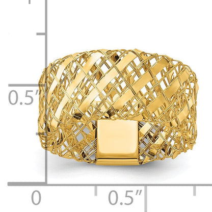 14K Gelbgold Poliert Geflochten Dehnbar Ring