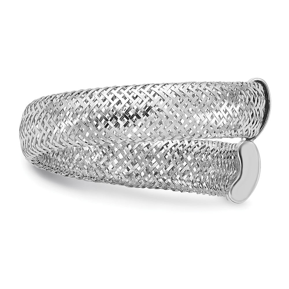 14K Gelb & Rhodium Netz Bypass Dehnbar Ring