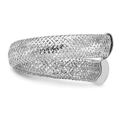 14K Gelb & Rhodium Netz Bypass Dehnbar Ring