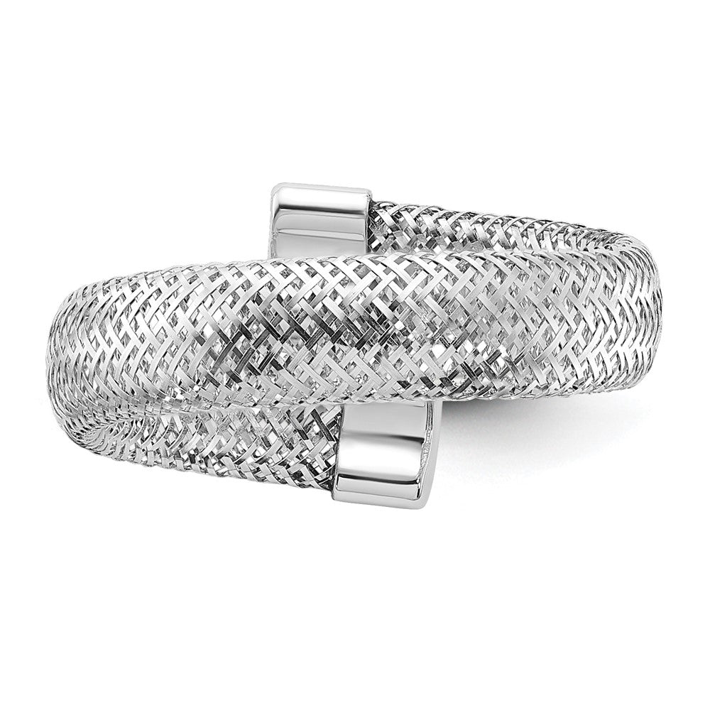 14K Gelb & Rhodium Netz Bypass Dehnbar Ring