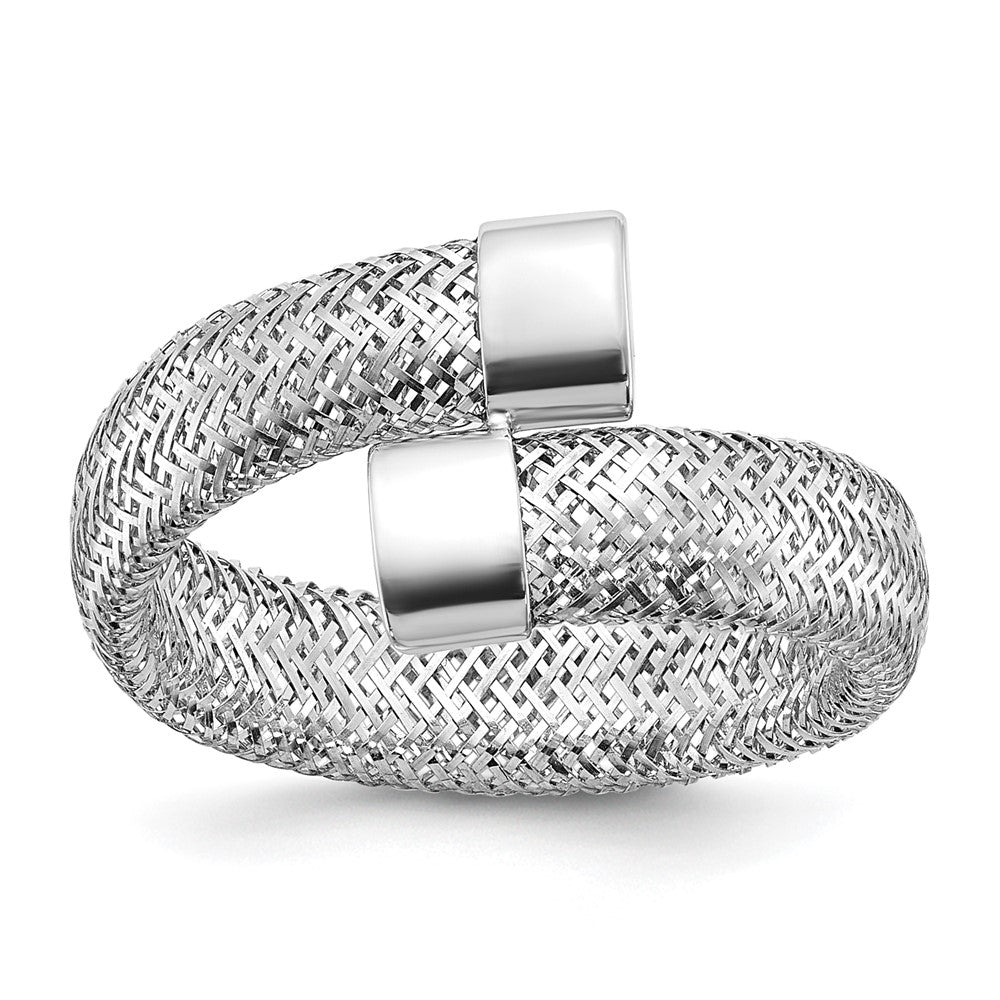 14K Gelb & Rhodium Netz Bypass Dehnbar Ring