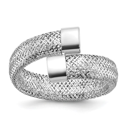 14K Gelb & Rhodium Netz Bypass Dehnbar Ring