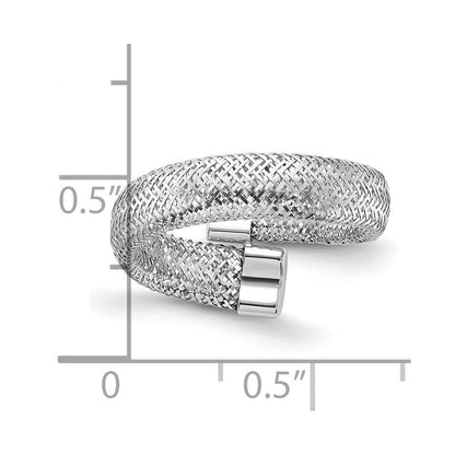 14K Gelb & Rhodium Netz Bypass Dehnbar Ring