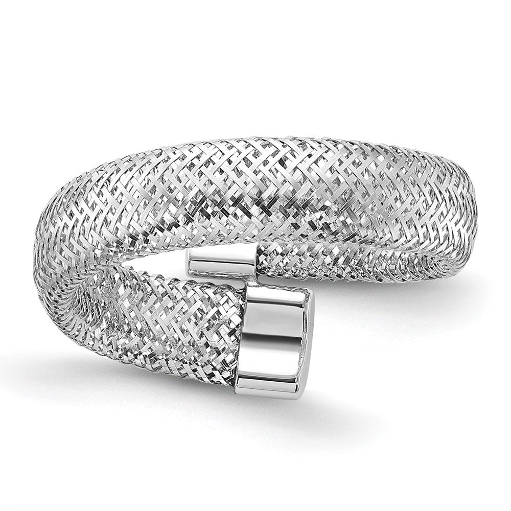 14K Gelb & Rhodium Netz Bypass Dehnbar Ring