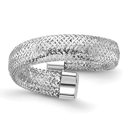 14K Gelb & Rhodium Netz Bypass Dehnbar Ring