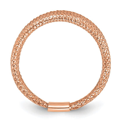 14K Gelbgold mit Rose Beschichtung Netz Verjüngt Dehnbar Ring