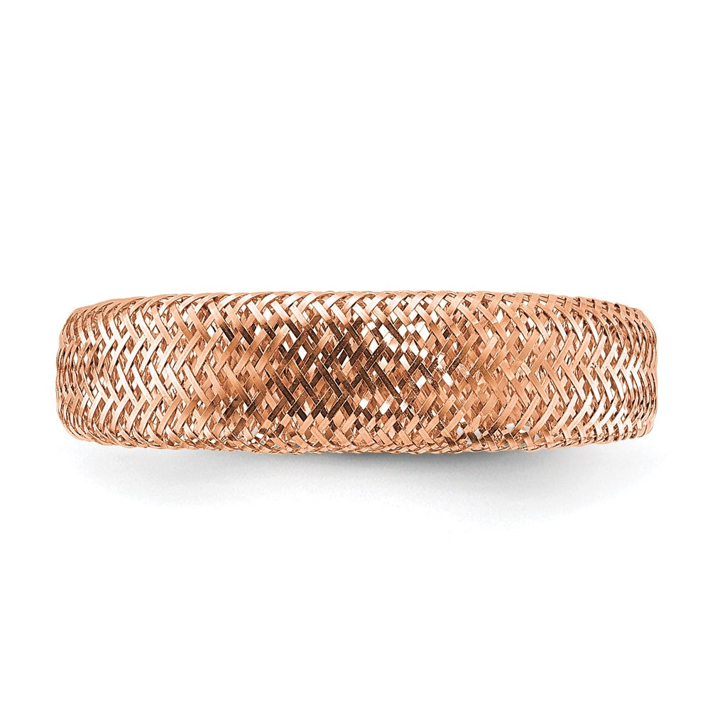 14K Gelbgold mit Rose Beschichtung Netz Verjüngt Dehnbar Ring