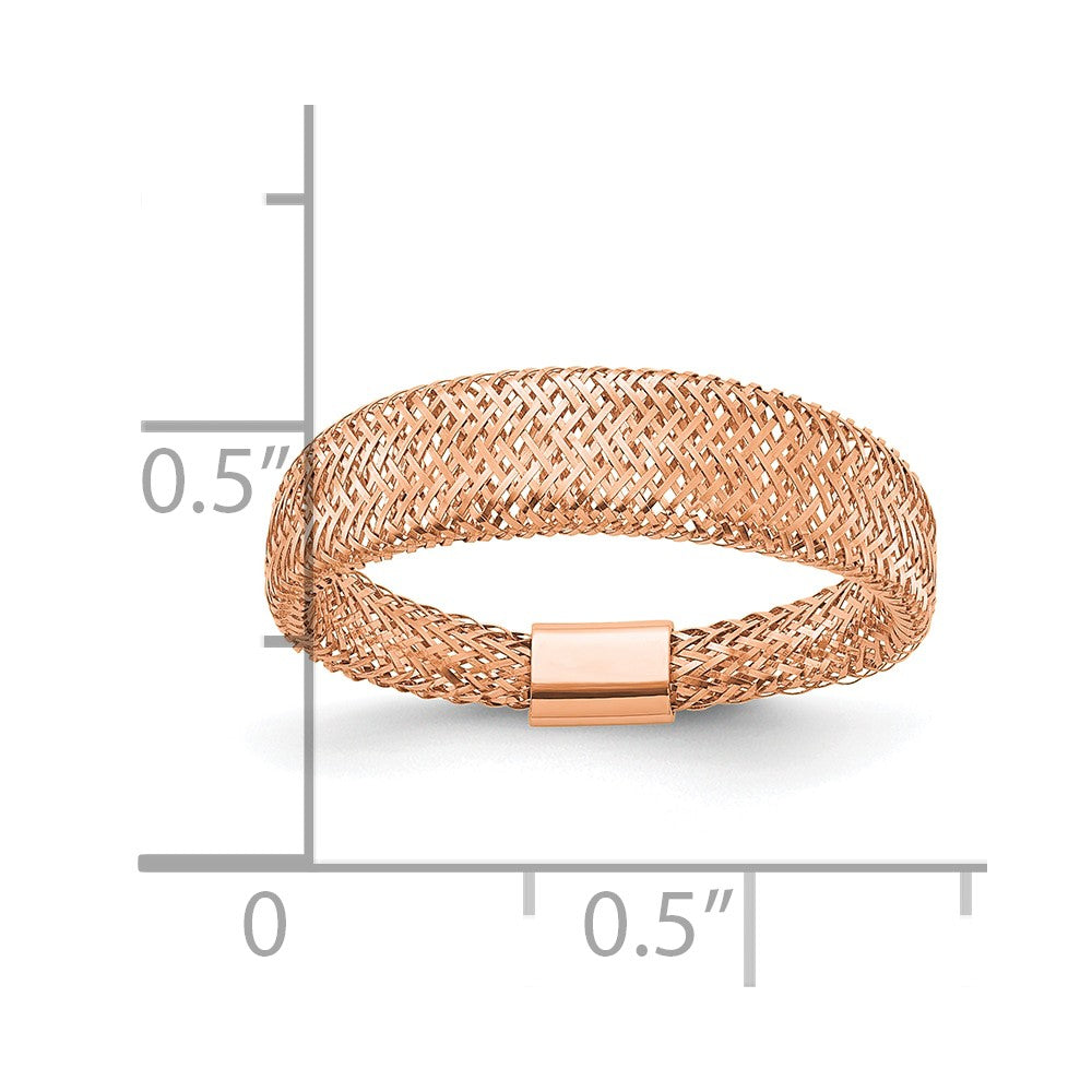 14K Gelbgold mit Rose Beschichtung Netz Verjüngt Dehnbar Ring