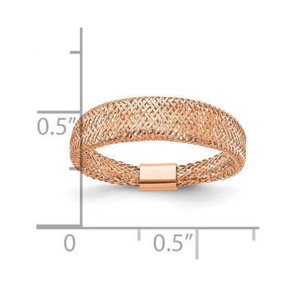 14K Gelbgold mit Rose Beschichtung Netz Verjüngt Dehnbar Ring