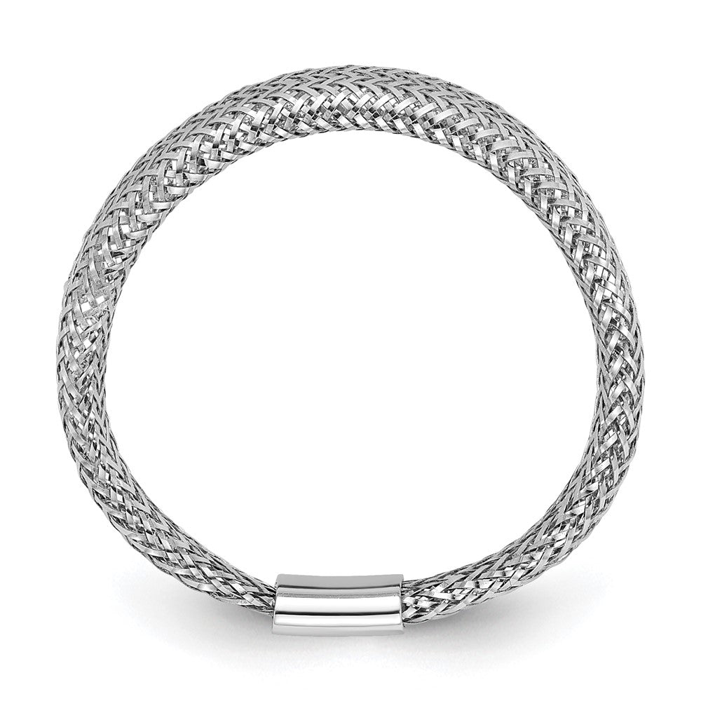 14K Gelb & Rhodium Netz Verjüngt Dehnbar Ring