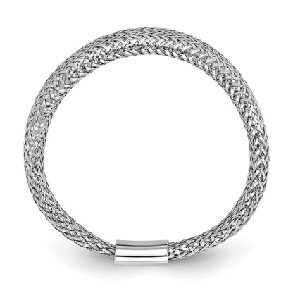14K Gelb & Rhodium Netz Verjüngt Dehnbar Ring