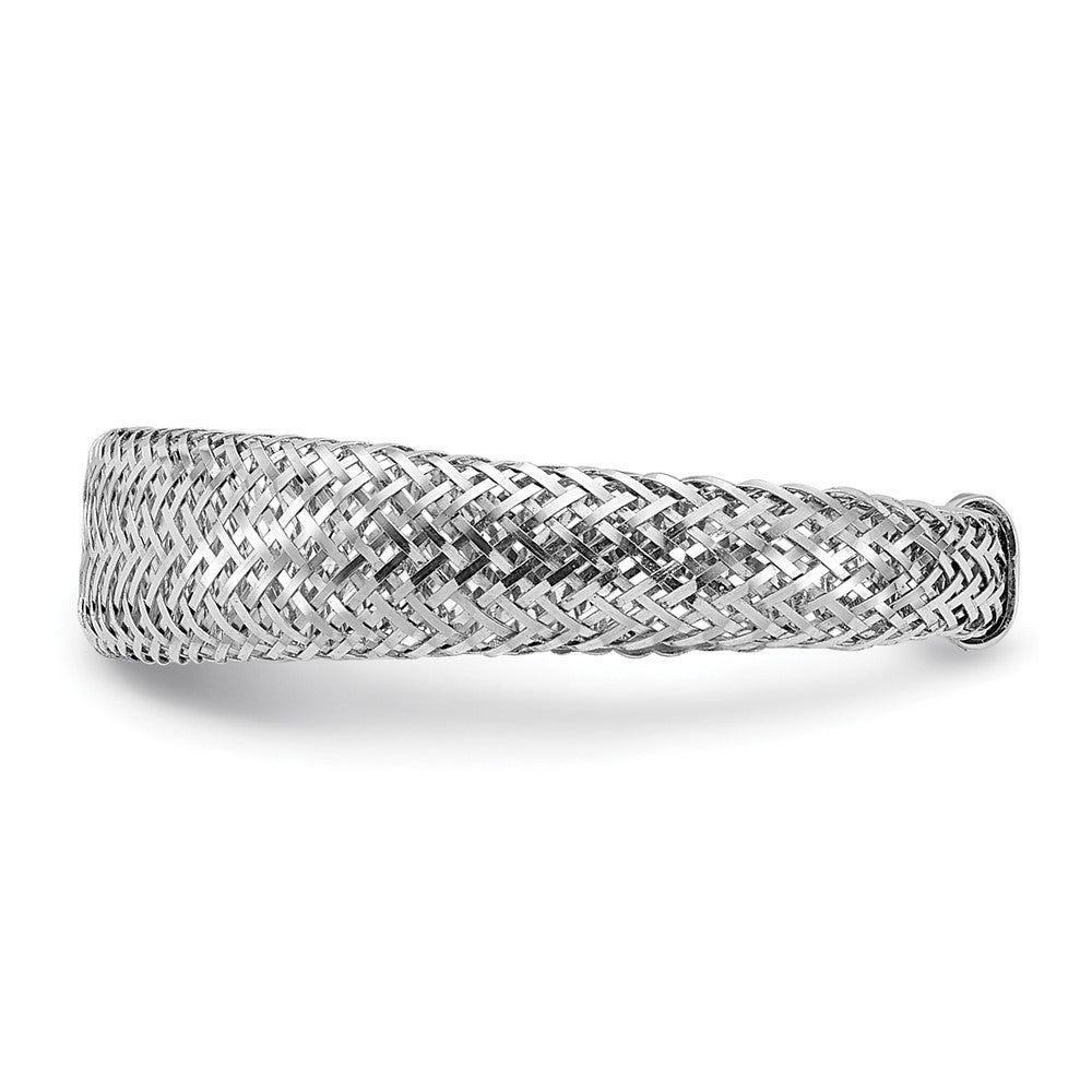 14K Gelb & Rhodium Netz Verjüngt Dehnbar Ring