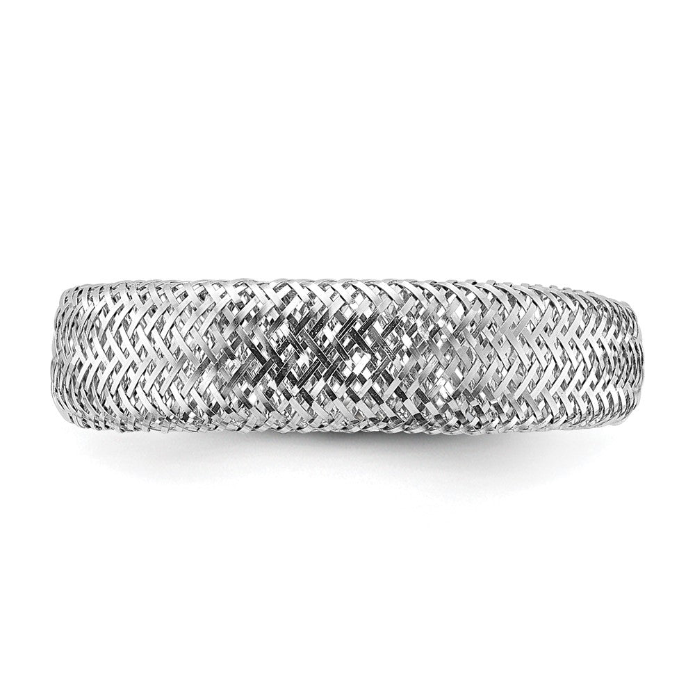 14K Gelb & Rhodium Netz Verjüngt Dehnbar Ring