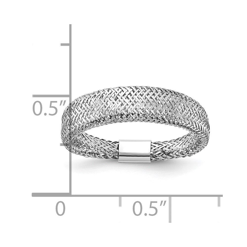 14K Gelb & Rhodium Netz Verjüngt Dehnbar Ring