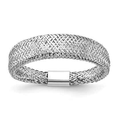 14K Gelb & Rhodium Netz Verjüngt Dehnbar Ring
