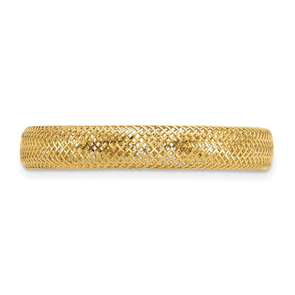 14K Gelbgold Poliert Netz Dehnbar Ring