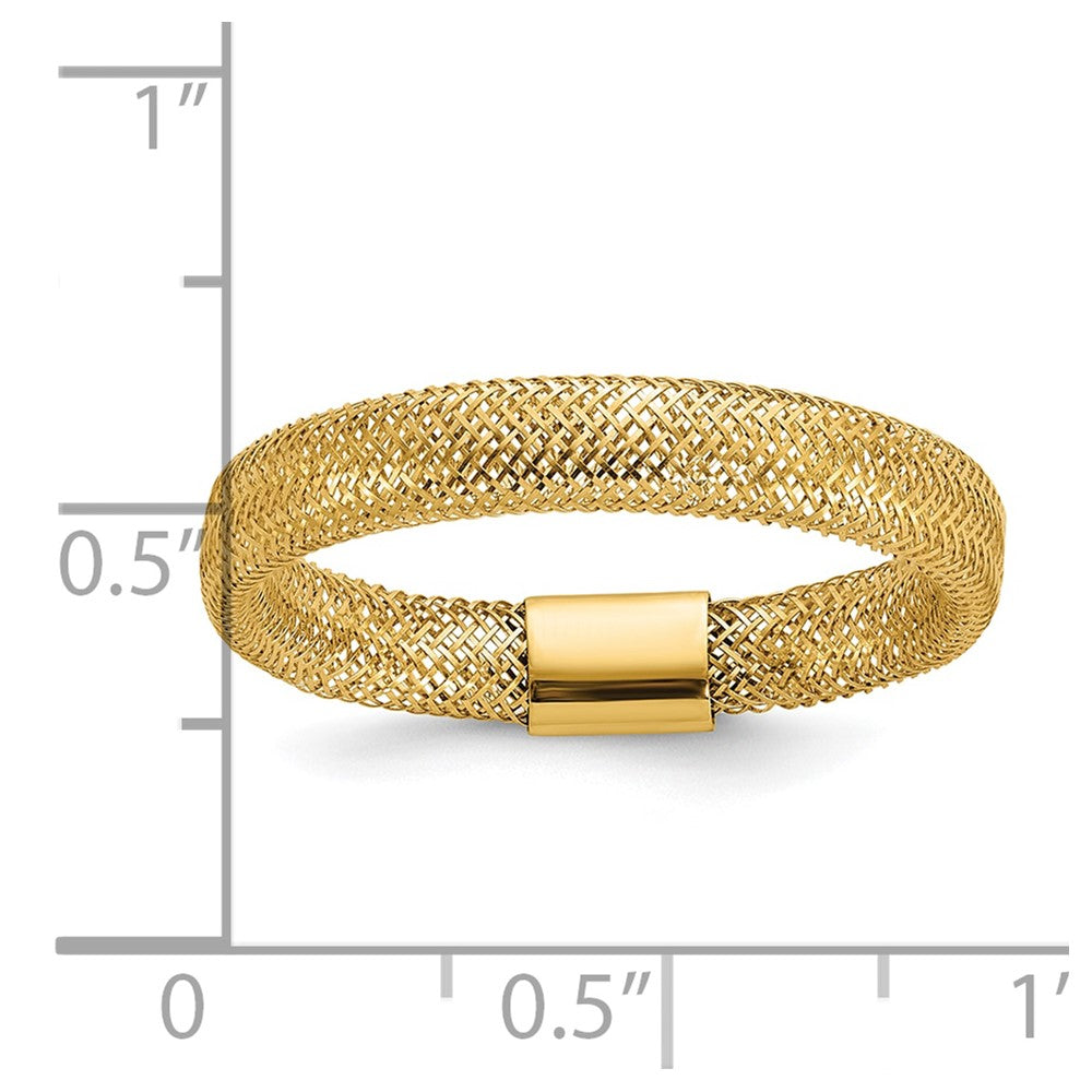 14K Gelbgold Poliert Netz Dehnbar Ring