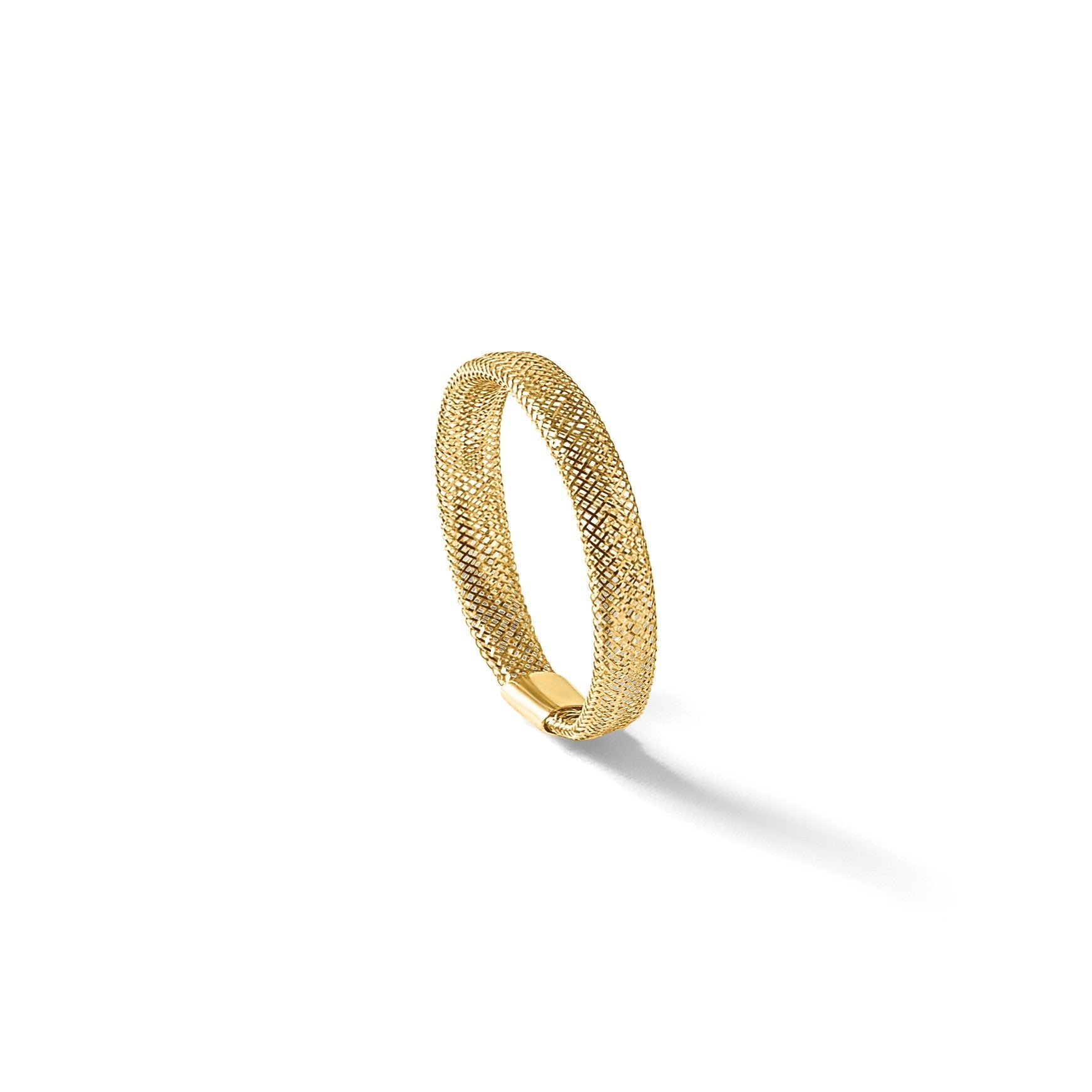 14K Gelbgold Poliert Netz Dehnbar Ring