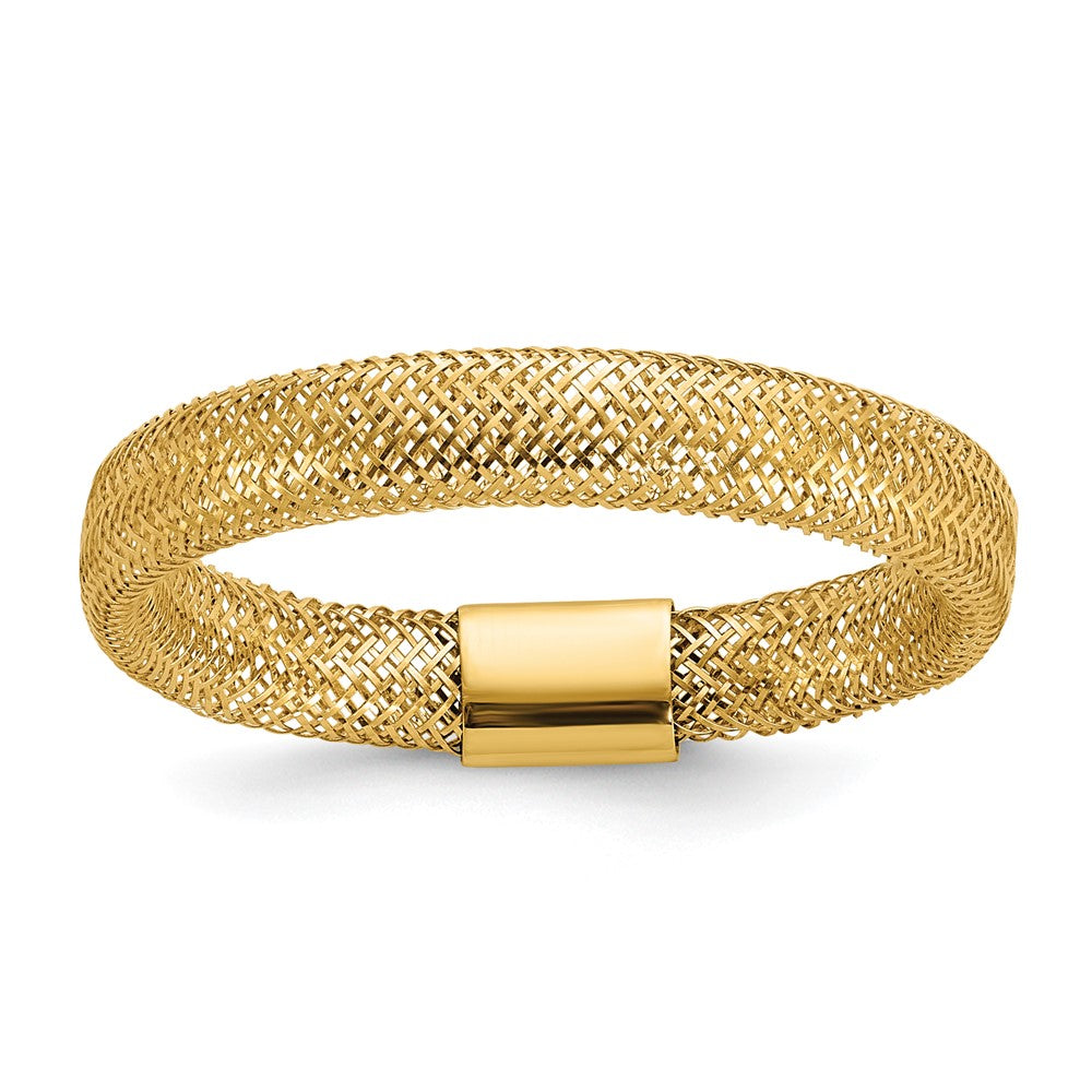 14K Gelbgold Poliert Netz Dehnbar Ring