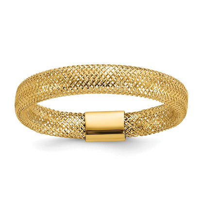 14K Gelbgold Poliert Netz Dehnbar Ring