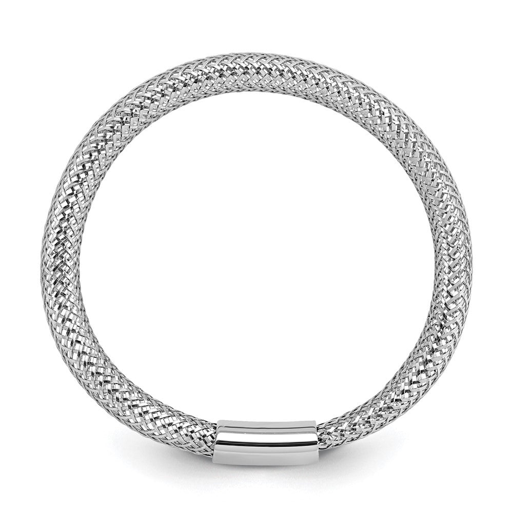 14K Gelb & Rhodium Weiß Beschichtung Poliert Netz Dehnbar Ring