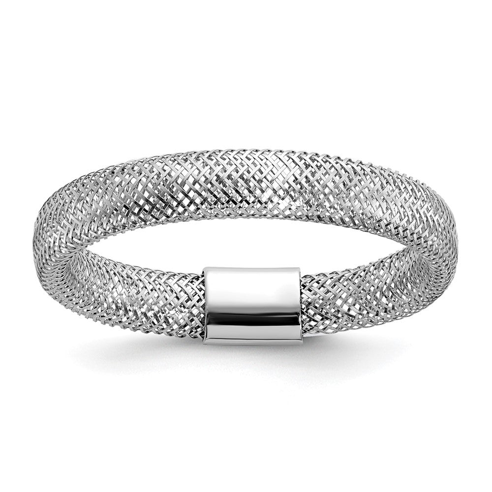 14K Gelb & Rhodium Weiß Beschichtung Poliert Netz Dehnbar Ring