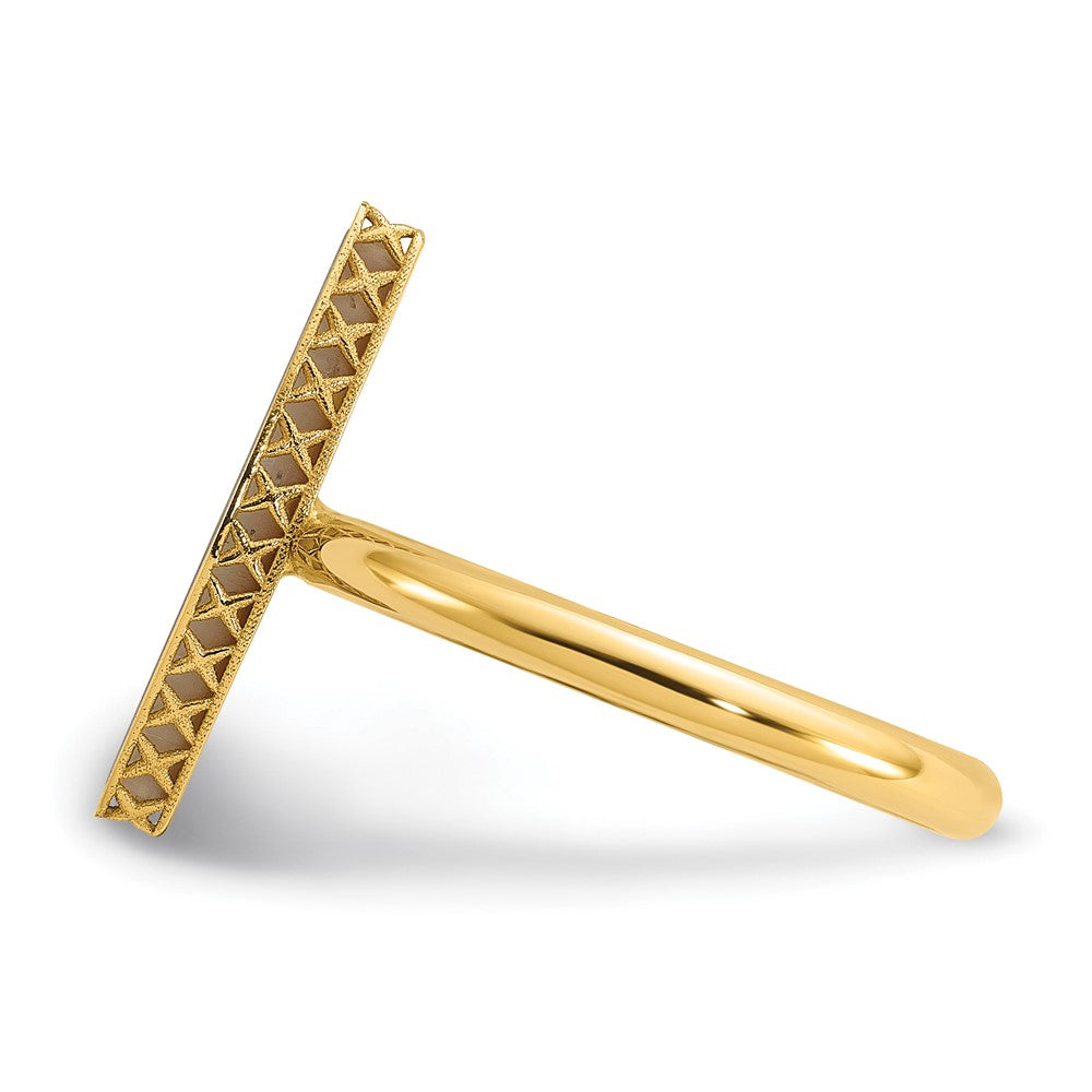 14K Gelbgold Poliert Perlmutt Fantasie Ring (size 7 Nur)