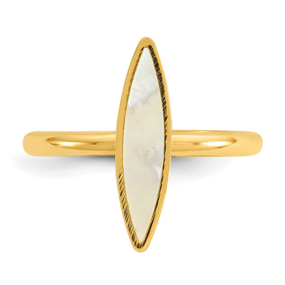 14K Gelbgold Poliert Perlmutt Fantasie Ring (size 7 Nur)