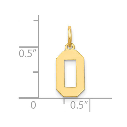 14K Gelbgold 14K Klein Poliert Zahl 0 Charm