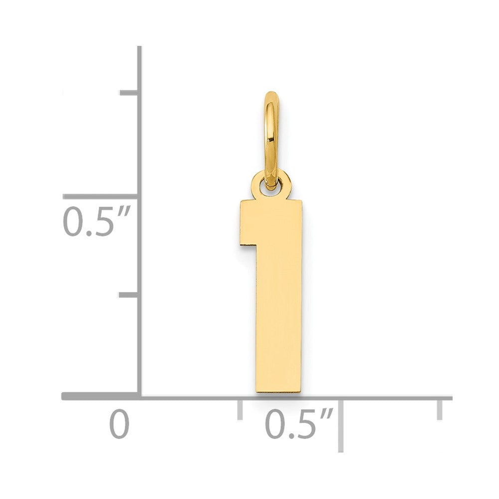 14K Gelbgold 14K Klein Poliert Zahl 1 Charm