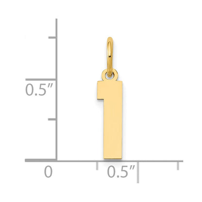 14K Gelbgold 14K Klein Poliert Zahl 1 Charm