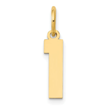 14K Gelbgold 14K Klein Poliert Zahl 1 Charm