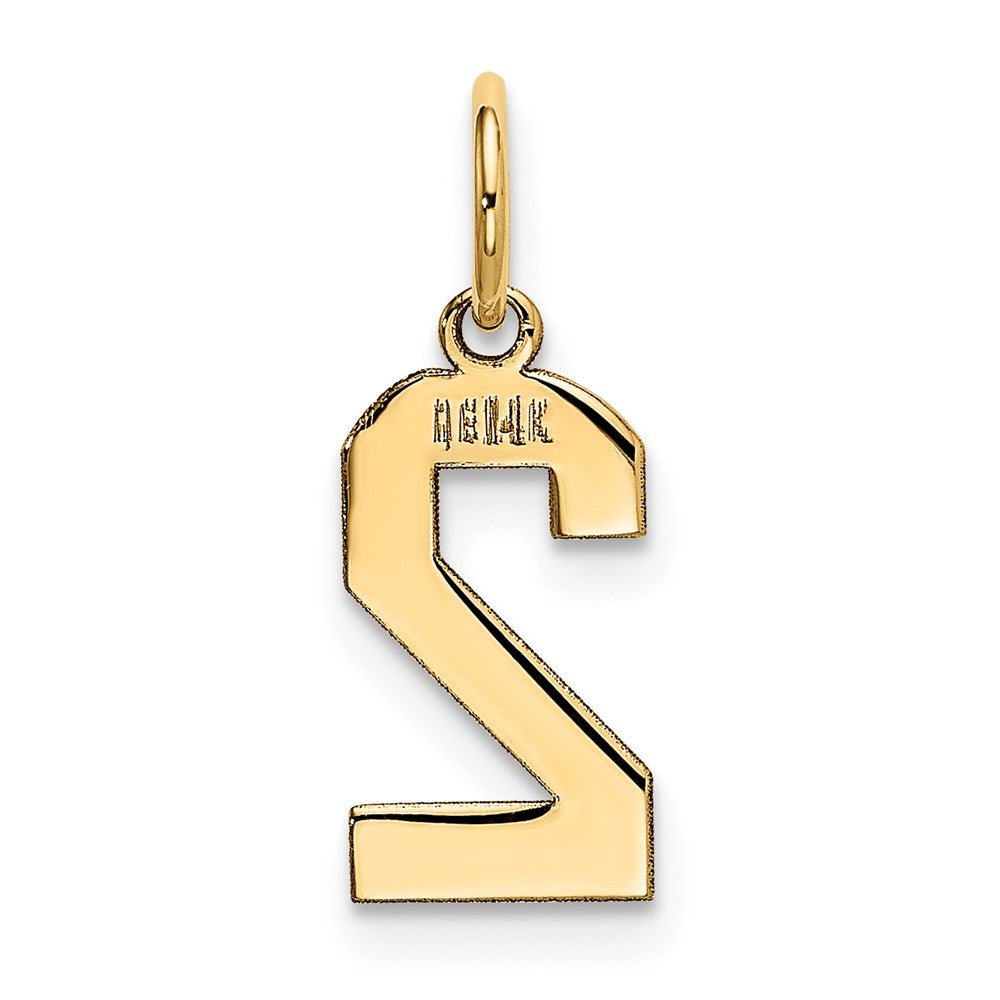 14K Gelbgold 14K Klein Poliert Zahl 2 Charm