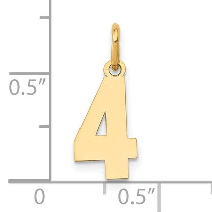 14K Gelbgold 14K Klein Poliert Zahl 4 Charm