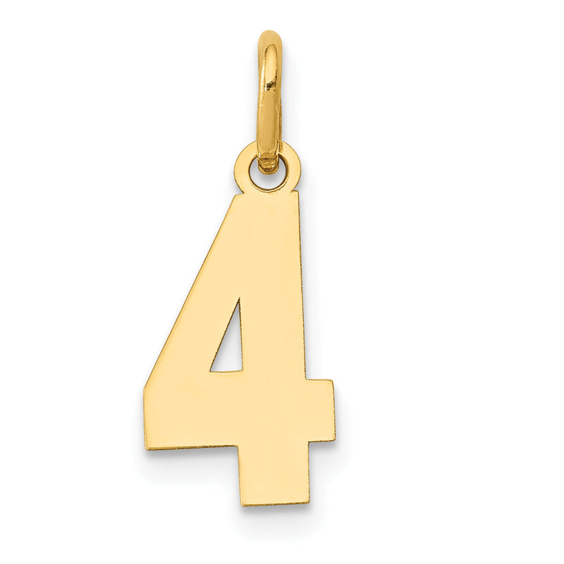 14K Gelbgold 14K Klein Poliert Zahl 4 Charm