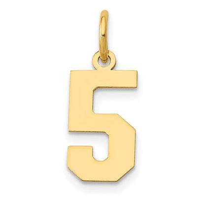 14K Gelbgold 14K Klein Poliert Zahl 5 Charm