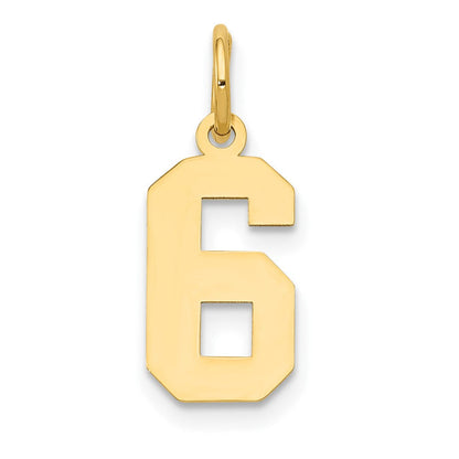 14K Gelbgold 14K Klein Poliert Zahl 6 Charm