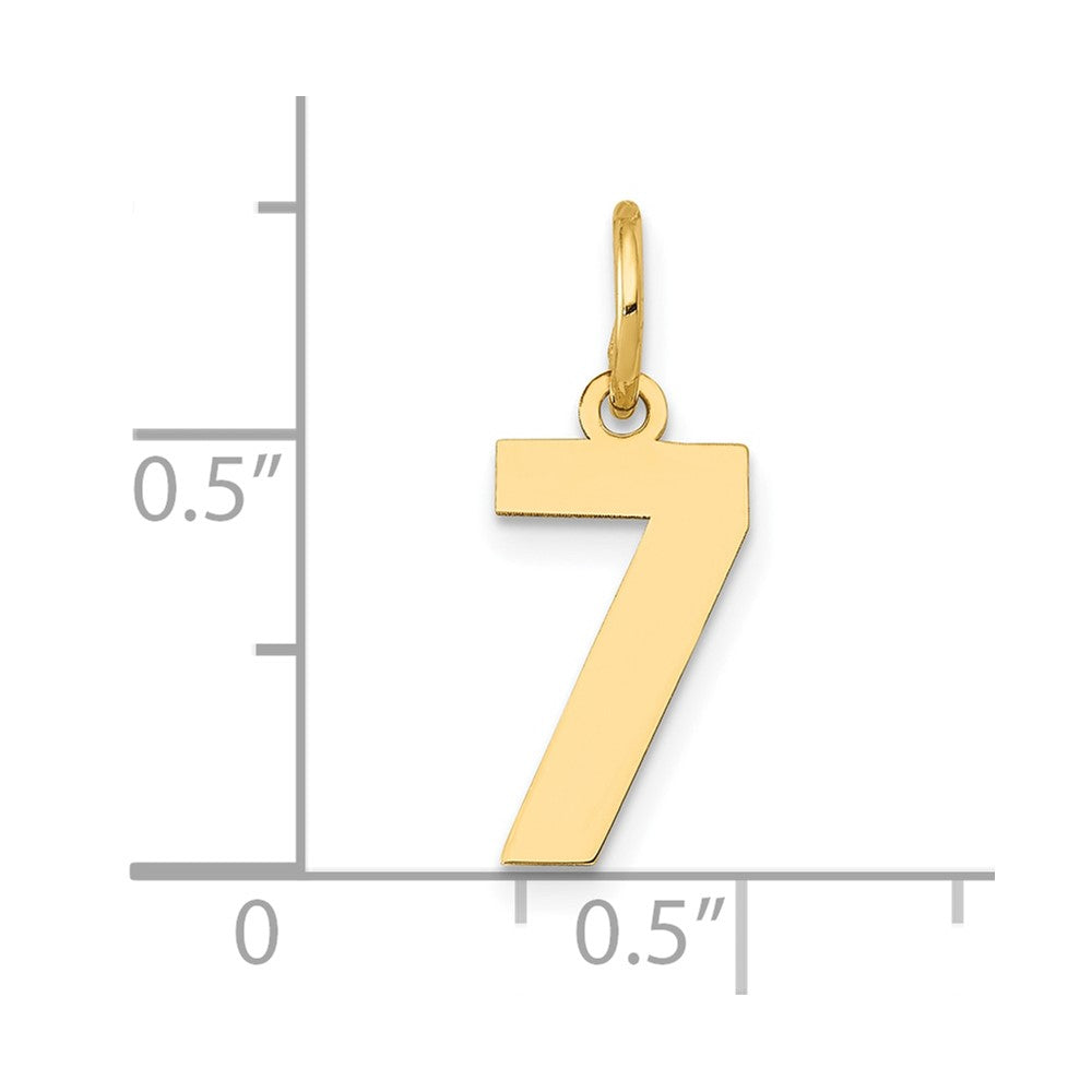 14K Gelbgold 14K Klein Poliert Zahl 7 Charm