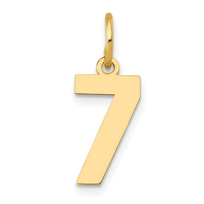 14K Gelbgold 14K Klein Poliert Zahl 7 Charm
