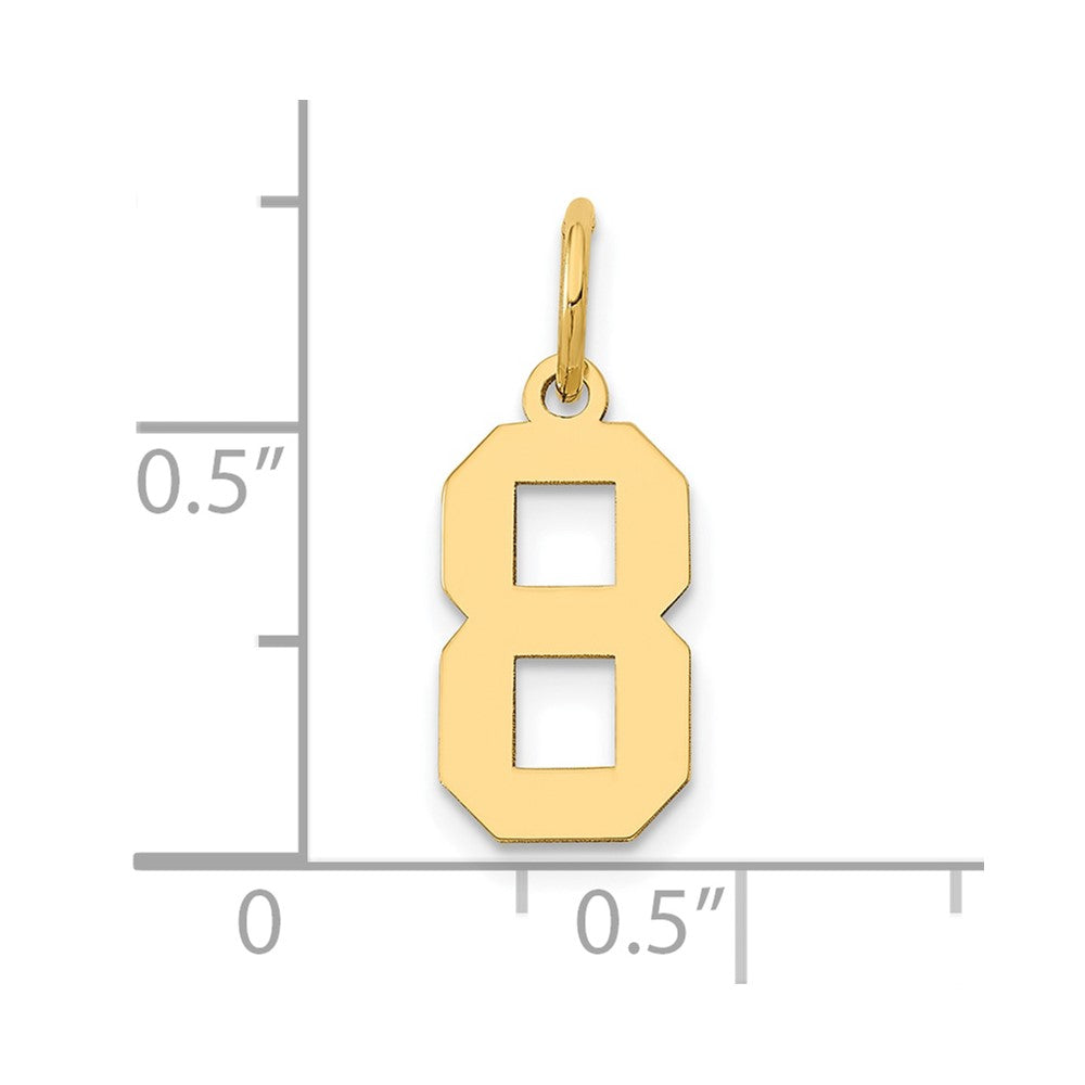 14K Gelbgold 14K Klein Poliert Zahl 8 Charm