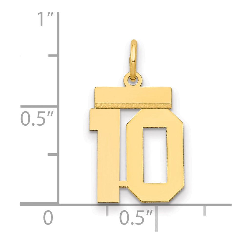 14K Gelbgold kleiner polierter Charm „Zahl 10
