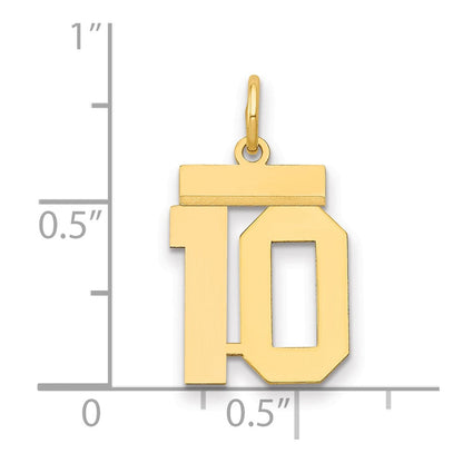14K Gelbgold kleiner polierter Charm „Zahl 10