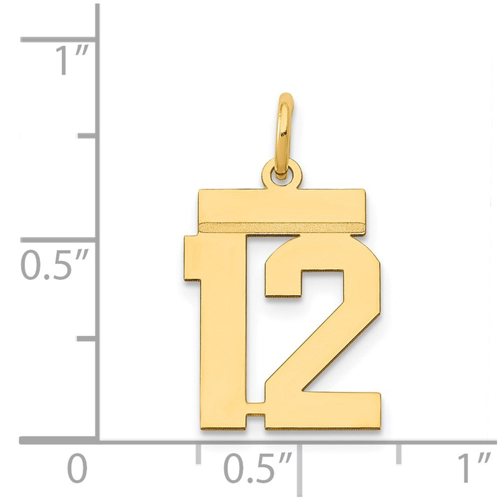 14K Gelbgold Kleiner Polierter Charm „Zahl 12“