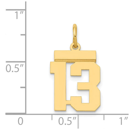 14K Gelbgold Kleiner Polierter Zahl-13-Charm