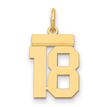 14K Gelbgold Kleiner Polierter Zahl-18-Charm