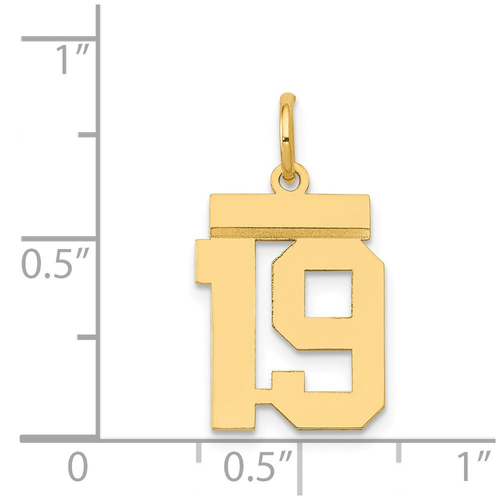 14K Gelbgold Kleiner Polierter Charm „Zahl 19“
