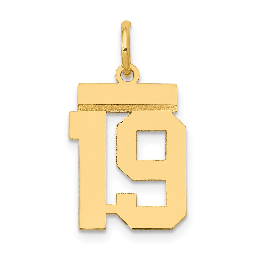 14K Gelbgold Kleiner Polierter Charm „Zahl 19“