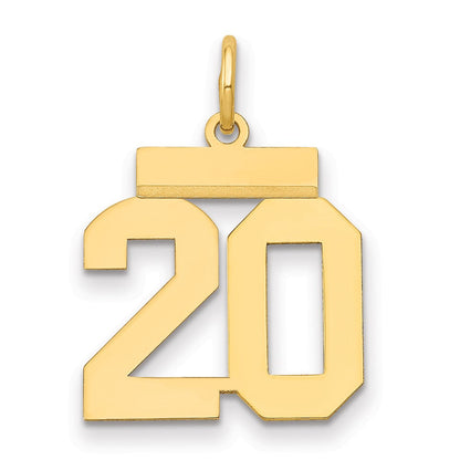 14K Gelbgold Kleiner Polierter Zahl-20-Charm