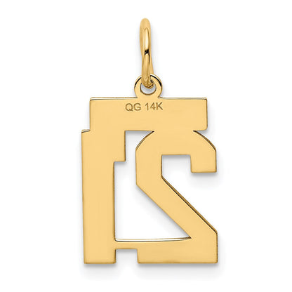 14K Gelbgold Kleiner Polierter Zahl-21-Charm